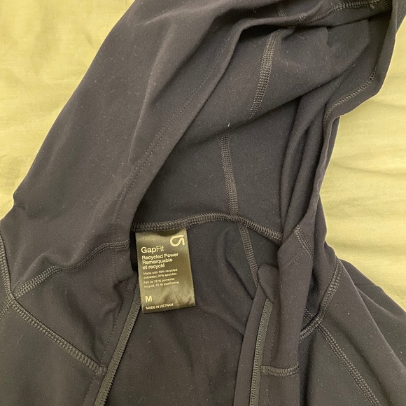 GapFit Recycled Brushed Power Zip Up Hoodie Jacket Dark Blue Size M EUC! - Picture 5 of 7